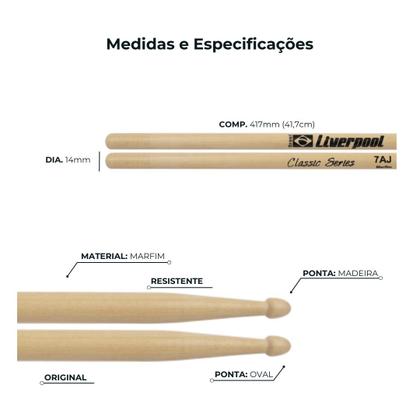 Imagem de Baqueta Liverpool Classic Series 5 Pares Ponta de Madeira