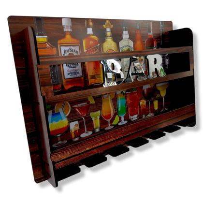 Imagem de Bar adega de parede com porta taça mdf adesivado