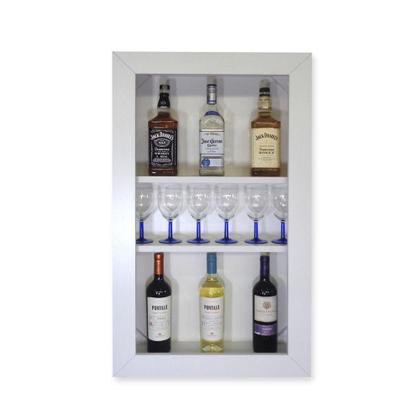 Imagem de Bar Adega Peq Para Vinhos E Bebidas Cristaleira Suspenso De Parede Para Sala Estar Ou Jantar Branco
