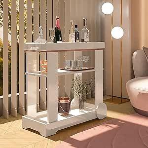 Imagem de Bar Carrinho Rose com rodízios Artely Off white