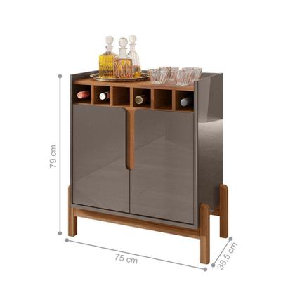 Imagem de Bar com Adega Madrid Cinza Perola Cedro