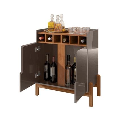 Imagem de Bar com Adega Madrid Cinza Perola Cedro