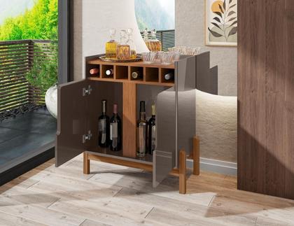 Imagem de Bar com Adega Madrid Cinza Perola Cedro