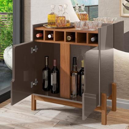 Imagem de Bar com Adega Madrid Cinza Perola Cedro