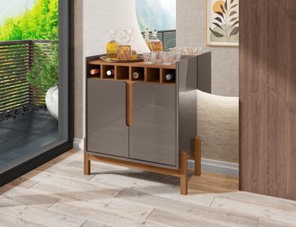 Imagem de Bar com Adega Madrid Cinza Perola Cedro