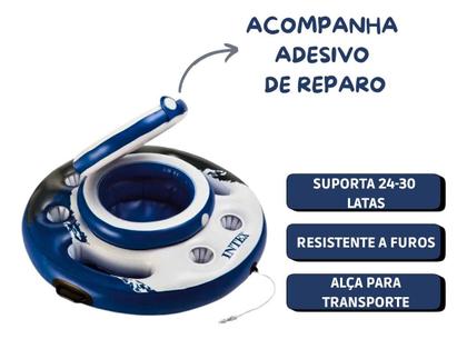 Imagem de Bar Cooler Inflável Flutuante Refrigerador Para Piscina 24 Latas Boia