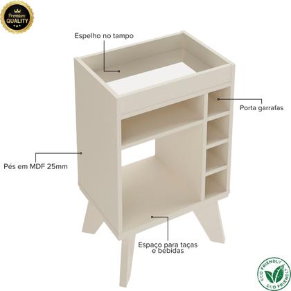 Imagem de Bar Drink Aparador com Espelho e Adega com 6 Nichos