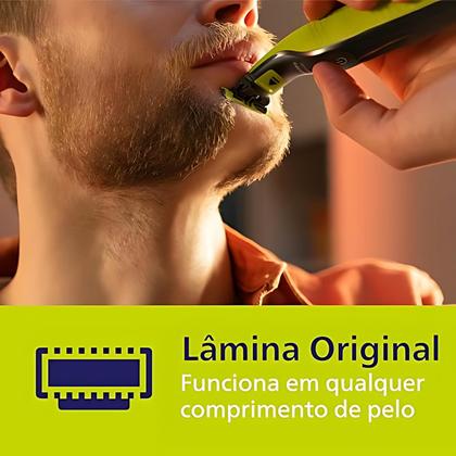 Imagem de Barbeador aparador e raspador para Rosto e Corpo Philips OneBlade QP282410 com 4 Pentes