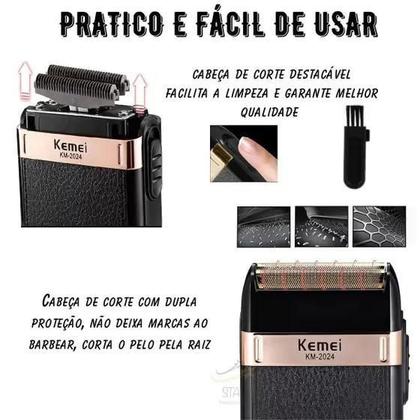 Imagem de Barbeador Elétrico Acabamento Shaver Kemei 2024 Bivolt: Precisão e Conforto