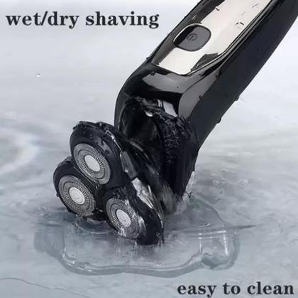 Imagem de Barbeador elétrico homem molhado seco barba máquina de barbear facial recarregável