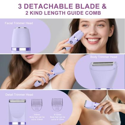 Imagem de Barbeador elétrico Zivelier 3 em 1 IPX7 à prova d'água para mulheres