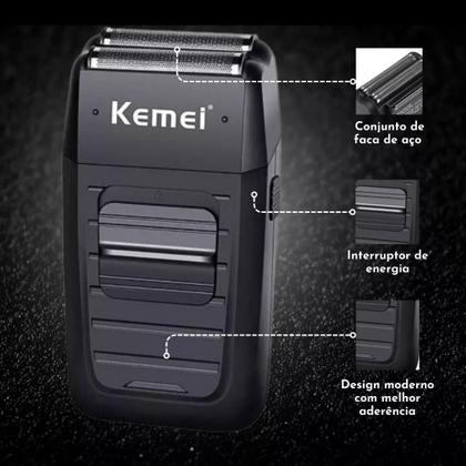 Imagem de Barbeador Kemei Km-1102 Preto 110-220V: Elegância E