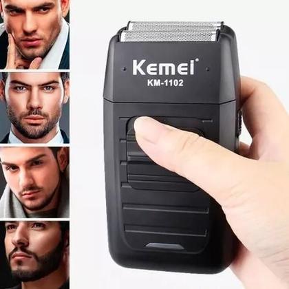 Imagem de Barbeador Kemei KM-1102 Preto 110-220V: Elegância e Eficiência para Homens Modernos