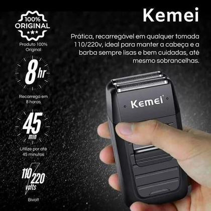 Imagem de Barbeador Kemei Km-1102 Preto 110-220V: Estilo E Desempenho