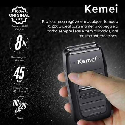 Imagem de Barbeador Kemei KM-1102 Preto 110-220V: Estilo e Tecnologia em Sincronia