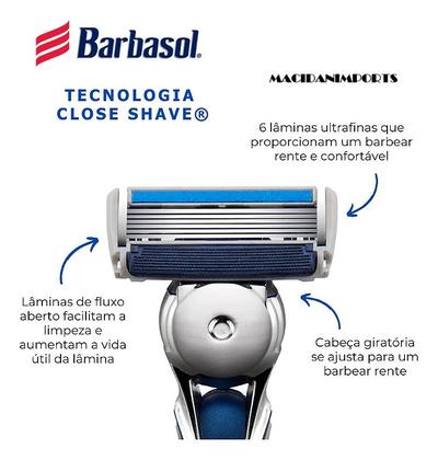 Imagem de Barbeador Masculino Barbasol Ultra 6 Plus + 2 Refis