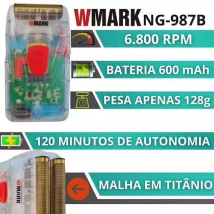 Imagem de Barbeador Portátil S/fio NG987 Wmark 110/220v Original