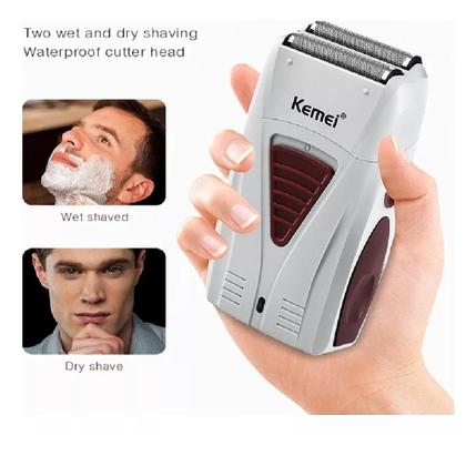 Imagem de Barbeador Shaver Kemei Km-3382 Branco 100v-240v Elétrico Sem Fio Recarregável Portátil