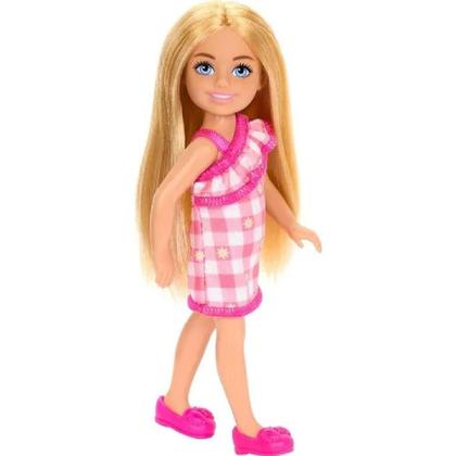 Imagem de Barbie Chelsea Vestido Rosa Xadrez e Flor - Mattel