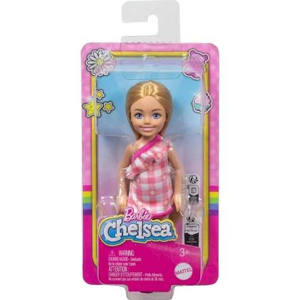 Imagem de Barbie Chelsea Vestido Rosa Xadrez e Flor - Mattel