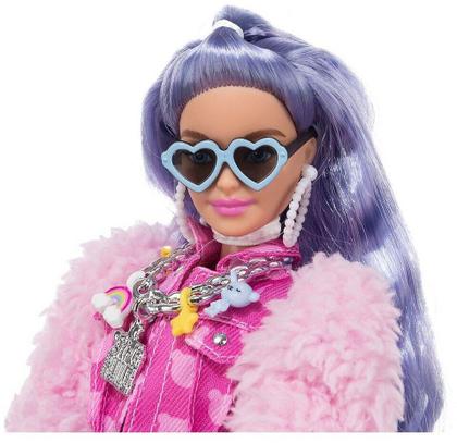 希少　PARADIS #3 2007/08 purple fashion Barbie Extra Cabelo Roxo com PET Mattel GXF08 - Boneca Barbie