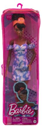 Imagem de Barbie Fashionistas 185, Cabelo Preto, Vestido Denim Decotado Desbotado, Bandana Laranja, Botas Brancas, Brinquedo 3-8 Anos