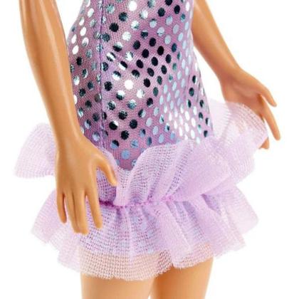 Imagem de Barbie Loira Fashion Vestido Lantejoula Roxo T7580 Mattel