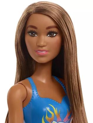 Imagem de Barbie Praia Fashion Morena Maiô Azul Original - Mattel