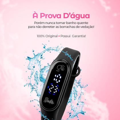 Imagem de Barbie relogio digital prova dagua infantil led silicone qualidade premium presente preto