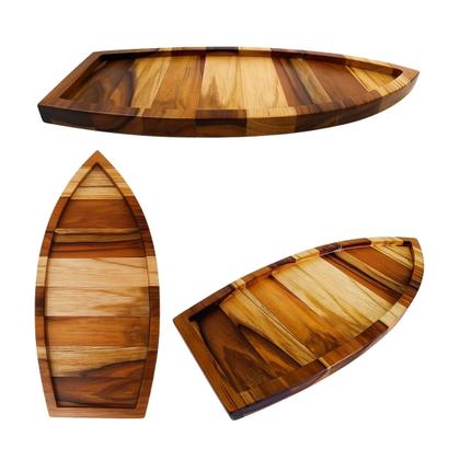Imagem de Barca Sushi Sashimi Madeira Teca Para Servir Comida Oriental 40Cm