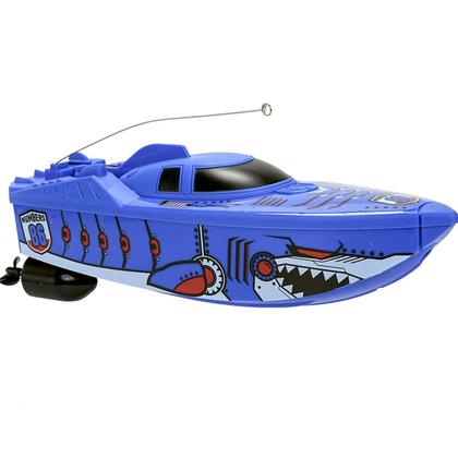 Imagem de Barco Lancha Controle Remoto Tubarão Rápido bateria recarregável 26cm Speed Boat Cor:Azul