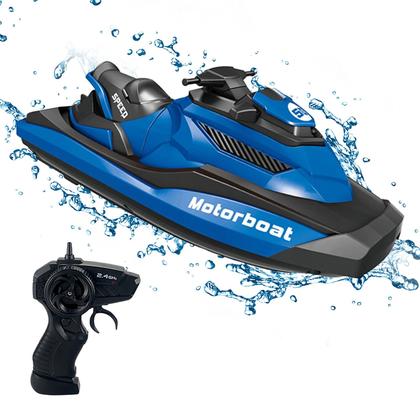 Imagem de Barco Lancha Moto Jet Sky Controle Remoto Bat Recarregável Super Rápido Cor Azul