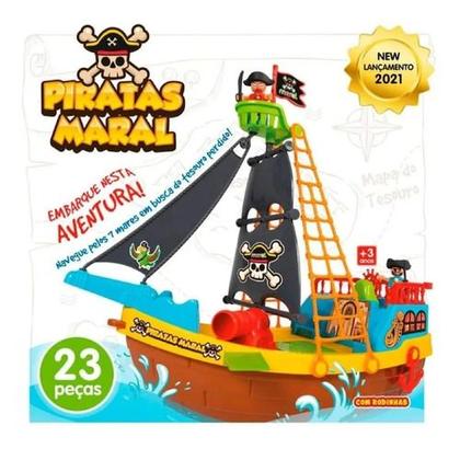 Imagem de Barco Pirata Com Rodinha Brinquedo Infantil Maral Quantidade De Peças 23