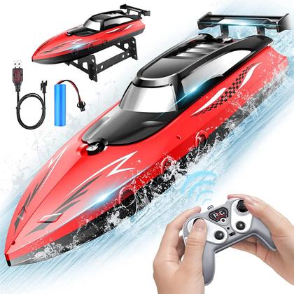 Imagem de Barco RC Elétrico de Alta Velocidade 24G - Brinquedo Aquático com Controle Remoto e Dupla Hélice