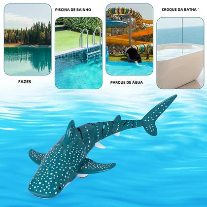 Imagem de Barco Submarino Elétrico RC com Spray - Brinquedo de Água com Tubarão e Baleia
