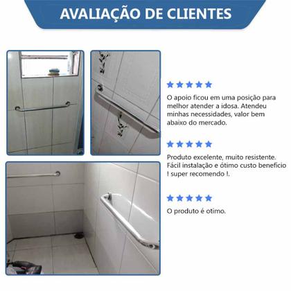 Imagem de Barra Alça Seguranca Apoio Corrimão Banheiro 40cm Alta Qualidade Inox 2 Pcs Nota Fiscal Pronta Entrega