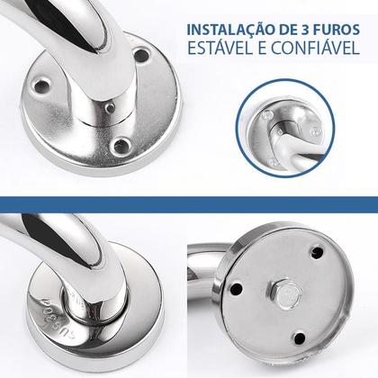 Imagem de Barra Alça Seguranca Apoio Corrimão Banheiro 40cm Alta Qualidade Inox 2 Pcs Nota Fiscal Pronta Entrega