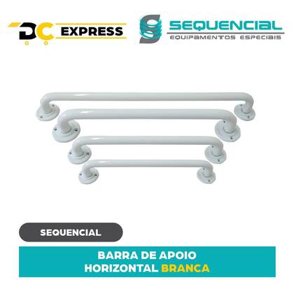 Imagem de Barra Apoio Horizontal Branco 30cm Banheiro Idoso Sequencial