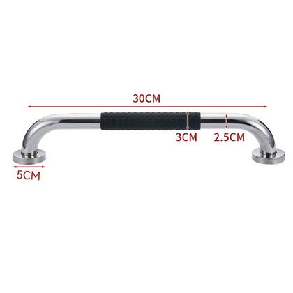 Imagem de Barra de Apoio 30cm Inox Suporte Antiderrapante Idoso Deficiente Segurança Banheiro Box Quarto Corredor Parede Resistente Proteçao Acessibilidade