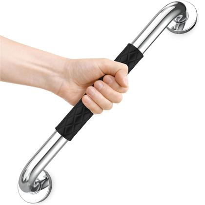 Imagem de Barra de Apoio 30cm Inox Suporte Antiderrapante Kit 4 unidades Criança Idoso Cadeirante Gestante Banheiro Box Proteçao Segurança Resistente Acessibili