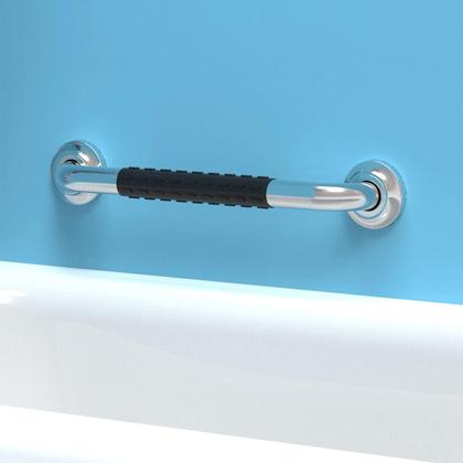 Imagem de Barra de Apoio 30cm Inox Suporte Antiderrapante Kit 4 unidades Criança Idoso Cadeirante Gestante Banheiro Box Proteçao Segurança Resistente Acessibili