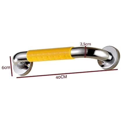 Imagem de Barra de Apoio 40cm Antiderrapante Suporte Anti Queda Aço Inox Evita Acidentes Pcd Acessibilidade Idosos Crianças Box Banheiro Corrimao