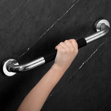 Imagem de Barra de Apoio 60cm Inox Suporte Antiderrapante Banheiro Box Idoso Criança Gestante Cadeirante Casa Corrimao Escada Acessibilidade Proteçao Segurança