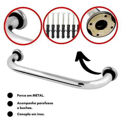 Imagem de Barra de Apoio 80cm 1.1/4" Liso Inox Polido
