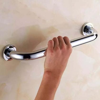 Imagem de Barra de Apoio Aço Inox 40cm Kit 3 Unidades Acessibilidade Cadeirante Idoso Deficiente Banheiro Box Suporte Segurança Corrimao Parede