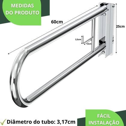 Imagem de Barra de Apoio Articulada Com Papeleira Para Sanitário UN
