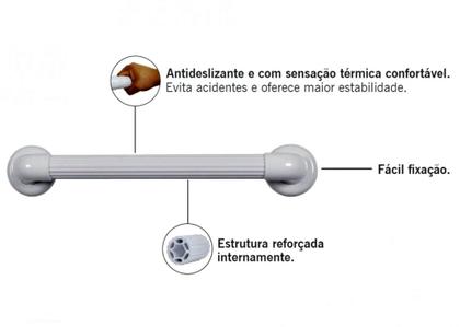Imagem de Barra de Apoio - PVC Plástica 40cm Fab. Astra - Cor Branco