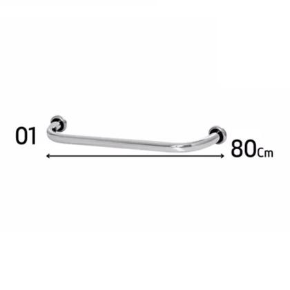 Imagem de Barra de Apoio Reta 80cm Banheiro Alça de Segurança Suporte Antiqueda Idoso Gestante Criança Deficiente Corrimão Inox Parede PCD
