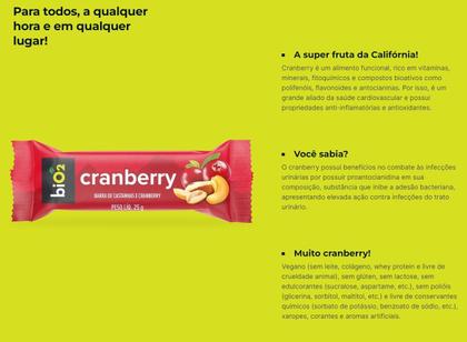 Imagem de Barra de Castanhas e Frutas Vegana biO2 Cranberry 12 un 25g