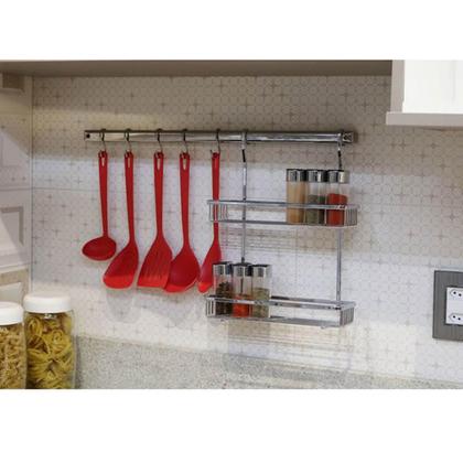 Imagem de Barra de Cozinha 80cm Suporte para Utensílios Aço Inox Brinox
